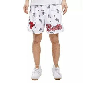 Pro Standard NBA Men's Embroidered Chicago Bulls Paisley Woven White Shorts New.